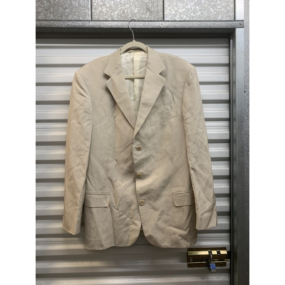 Ermenegildo Zegna Su Misura Sport Coat Linen Silk Beige Color Sz 54L